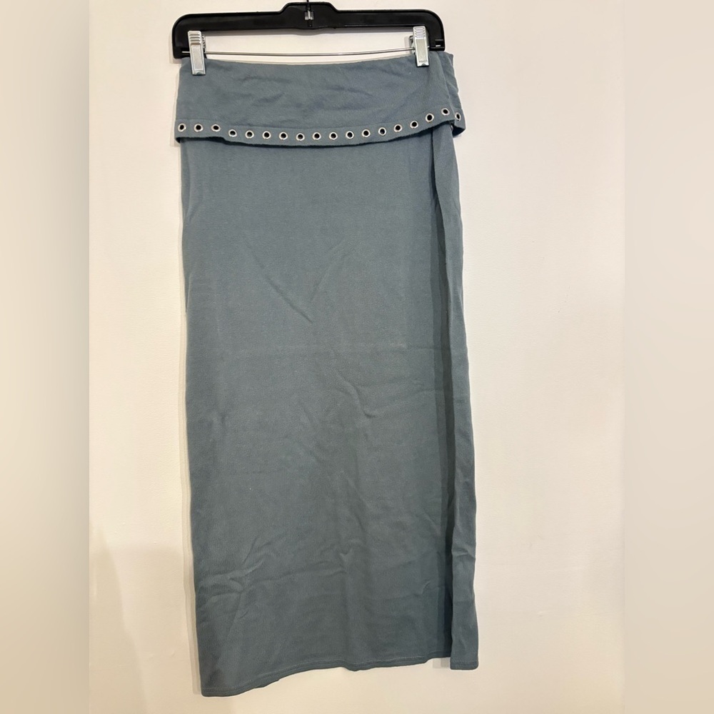 Elegant Blue Skirt with Eyelet Detail